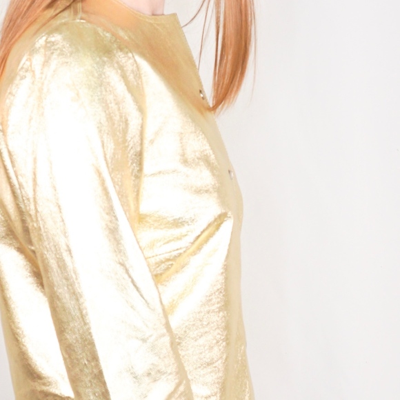 Vintage Metallic Gold Genuine Leather Jacket - Picture 4 of 8